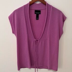 Womens Sz M 100% Cashmere Pink Front-Tie Cardigan Cottagecore Balletcore